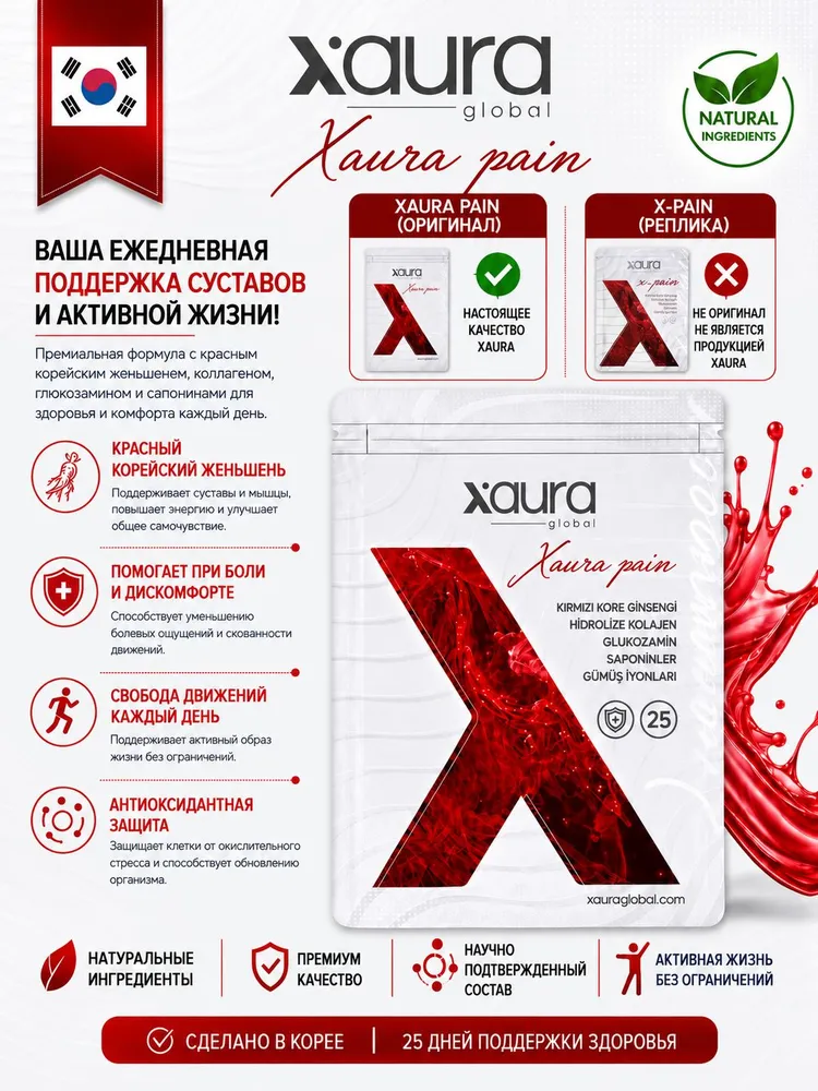Обезболивающий пластырь, XAURA GLOBAL-Xaura Pain 25шт, 25 шт