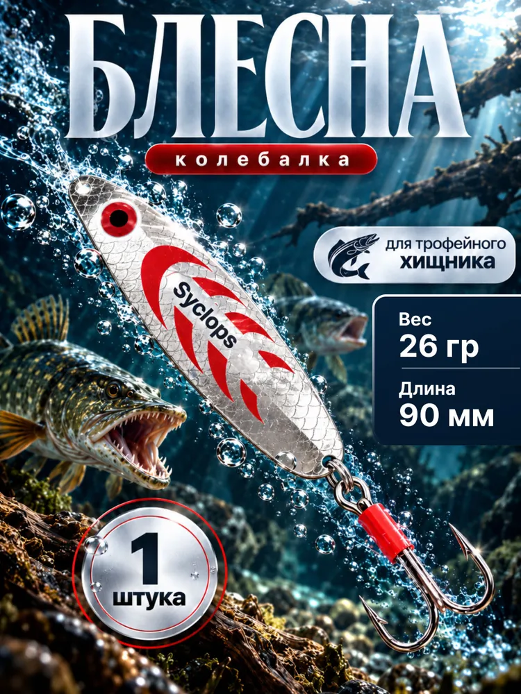 Блесна колебалка циклоп №3 26г, 26 г