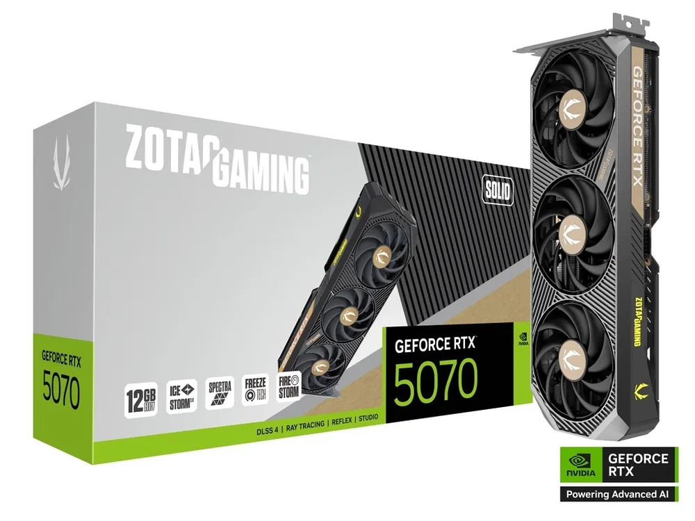 ZOTAC Видеокарта GeForce RTX 5070 SOLID 12 ГБ (ZT-B50700D-10P)