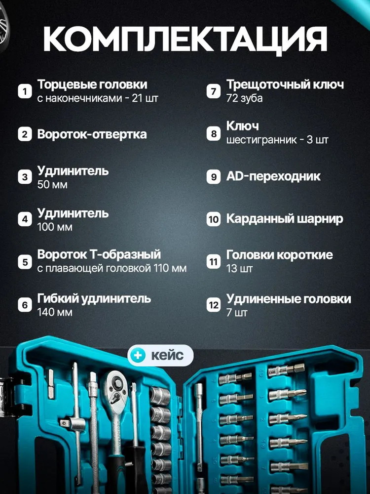 Набор инструментов для автомобиля, инструменты для авто 53 предмета, набор ключей с трещеткой,CRV, вариант, фото 5