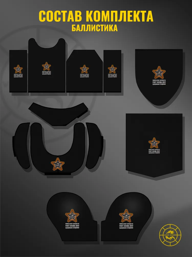 Комплект бронезащиты Z-1 с баллистикой СВМПЭ бр2 (40 слоёв), (размер L-XL), (мультикам), вариант, фото 3