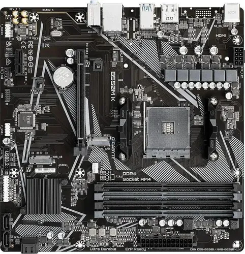 Материнская плата AM4 Gigabyte, AMD B550 4xDDR4 2xM.2, mATX, ( B550M K)