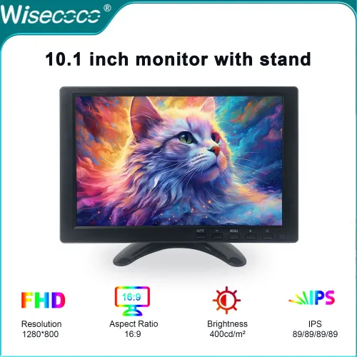 Wisecoco 10.1" Монитор дюймовый 1280*800 портативный монитор с подставкой динамик для ПК, Raspberry