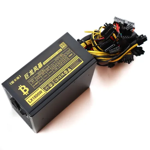 БЛОК ПИТАНИЯ ДЛЯ МАЙНИНГА ATX 1800 ватт тихий 12 разъемов 6+2