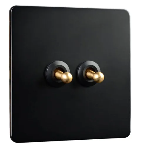 Ретро выключатель 86 типа с подсветкой медный рычаг нерж сталь D6