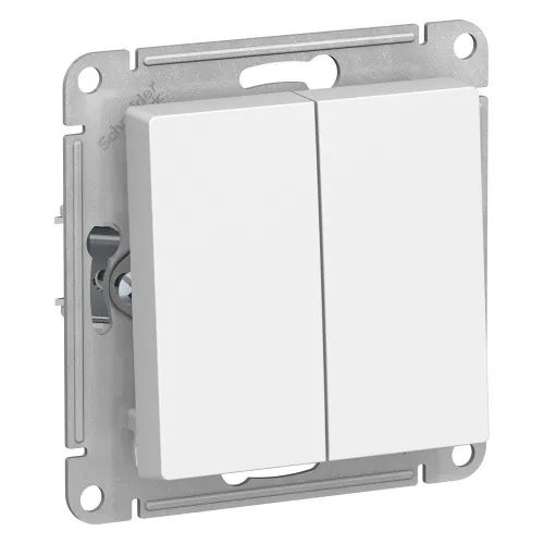 Выключатель 2-клавишный Systeme (Schneider) Electric AtlasDesign, белый (глянцевый), схема 5, 10АХ,
