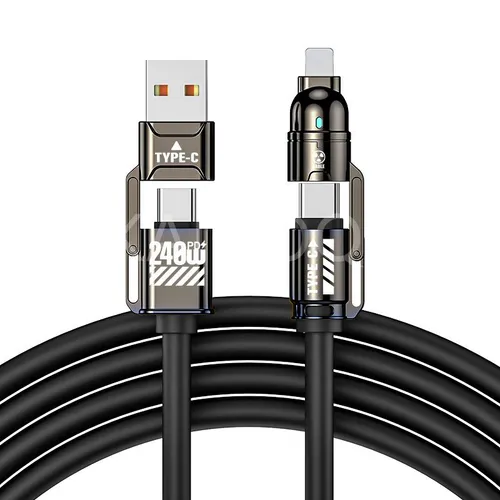 KAIOOQI Кабель для мобильных устройств USB 3.0 Type-A/Apple Lightning, USB Type-C, 1.8 м, черный