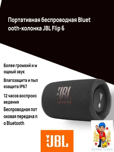 Портативная беспроводная Bluetooth-колонка Flip 6 (черная)