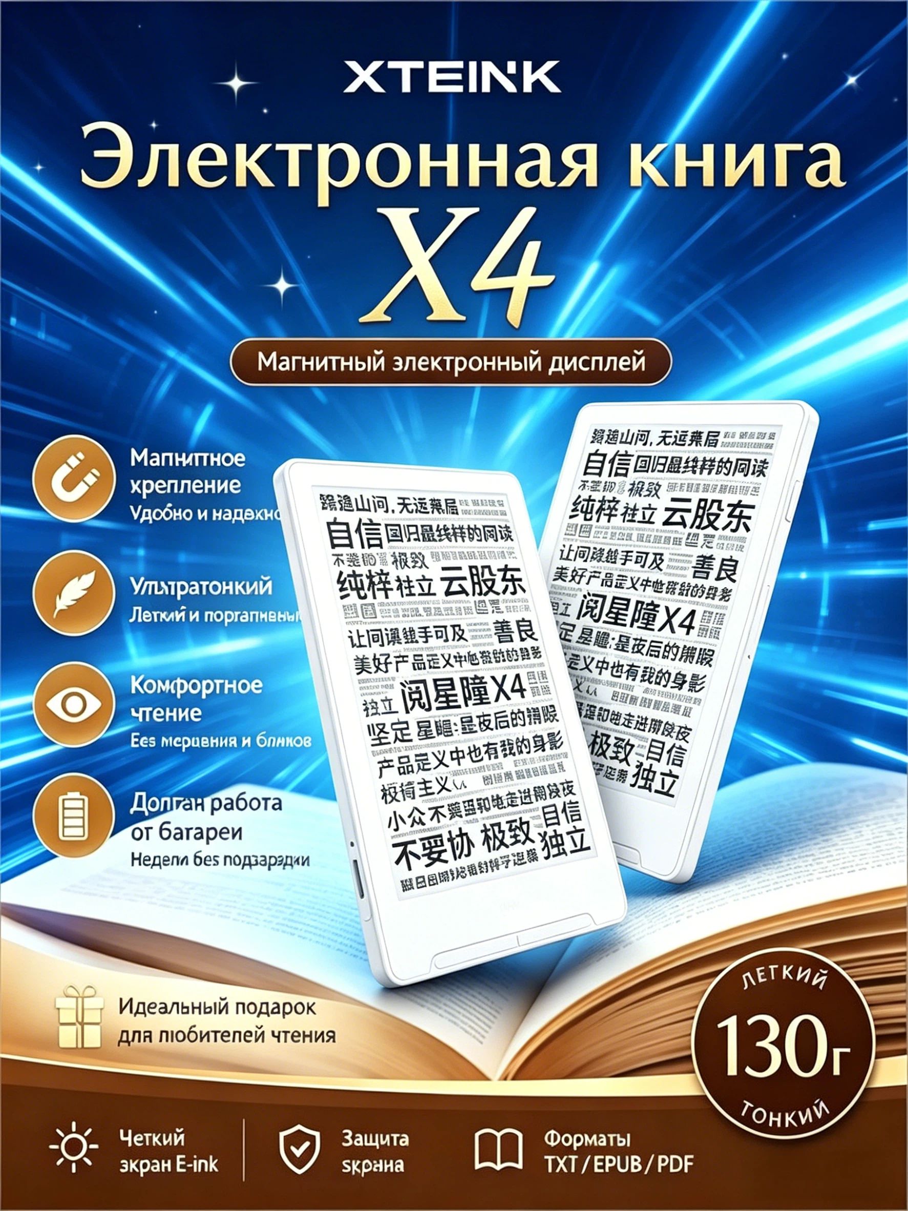 XTEINK X4 (ホワイト　開封済) Электронная книга SKU01302 E-ink 4.3, Монохромный 16 - купить по