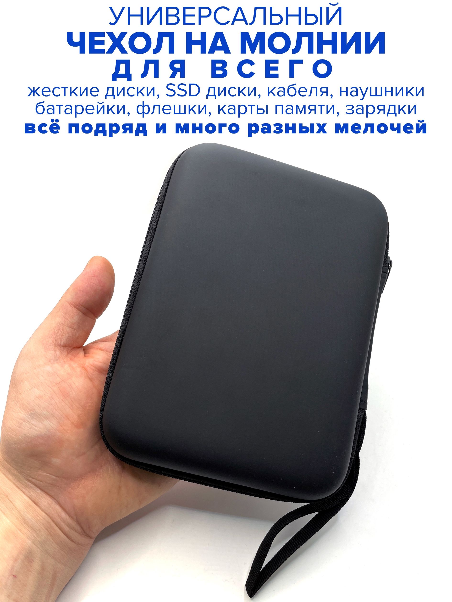 Футляр-кофрдлянаушников,чехолкейснамолниидляжесткогодиска,наушников,дляфонаря,аккумуляторов,батареек,пульсоксиметр,черный