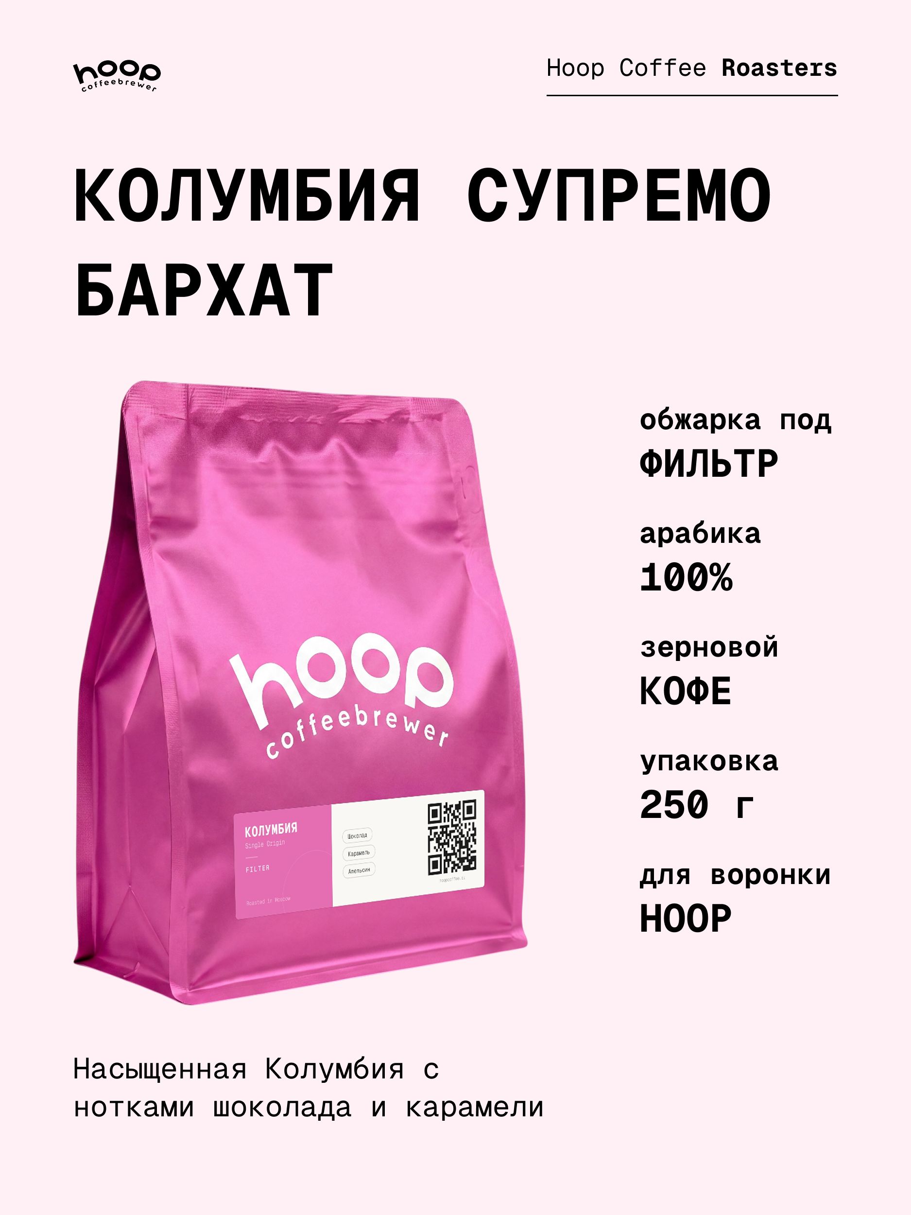Кофе в зернах Hoop Coffee Колумбия Супремо Бархат