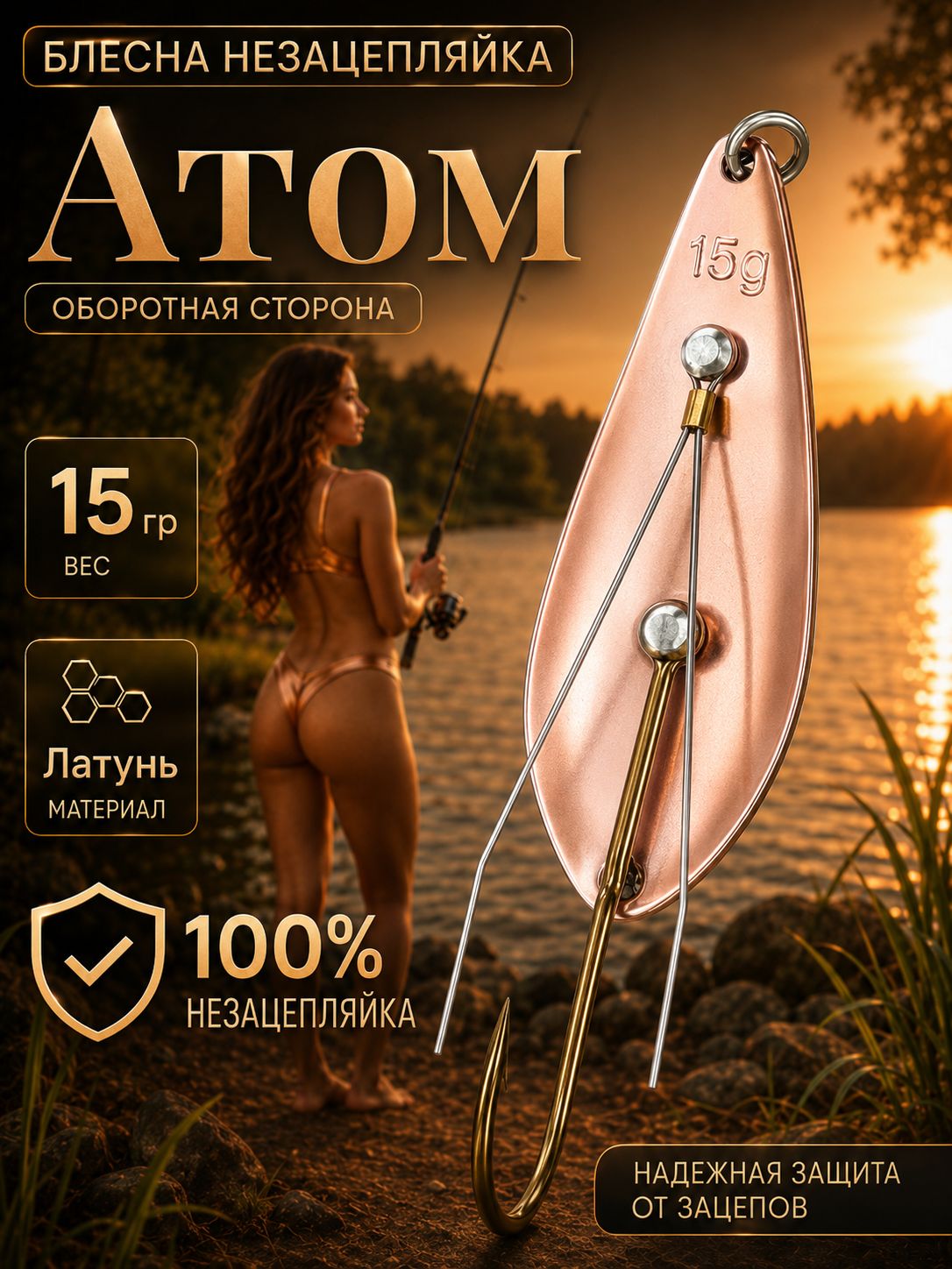Блесна незацепляйка колебалка атом на щуку, окуня и судака