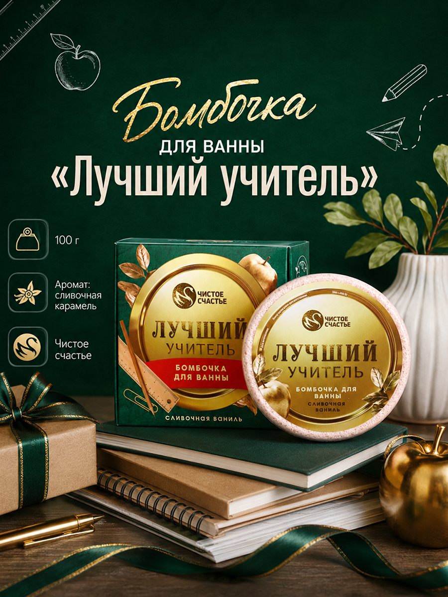 Подарок учителю, бомбочка для ванны 100 г