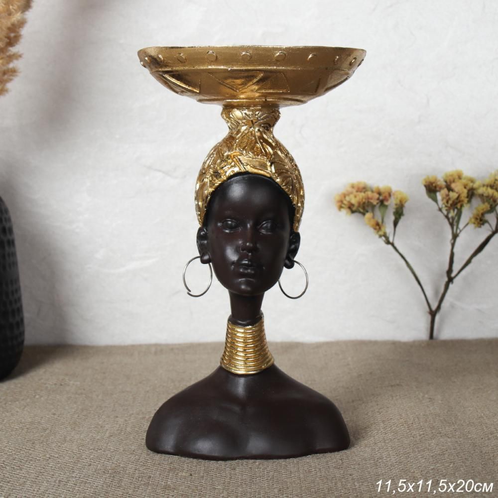 Статуэтка Африканка, полистоун, 11,5 х 11,5 х 20 см