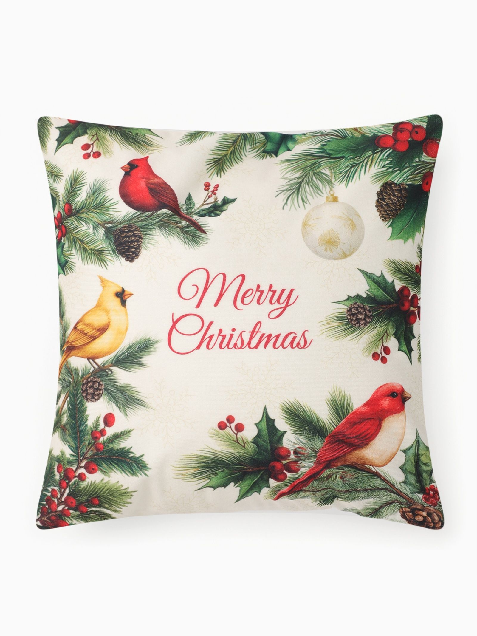 Наволочка декоративная новогодняя 40х40 см, "Christmas birds", Велюровая
