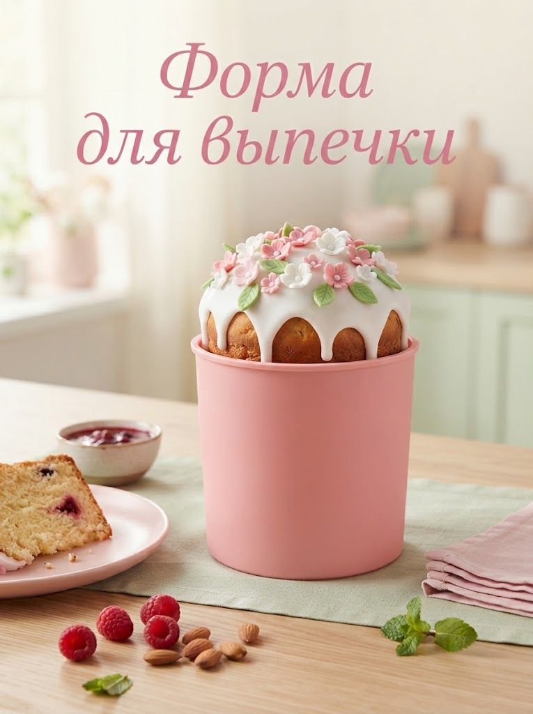Форма для выпечки, 10,6х12,1 см, диаметр 9,6 см, для кекса и кулича, силикон
