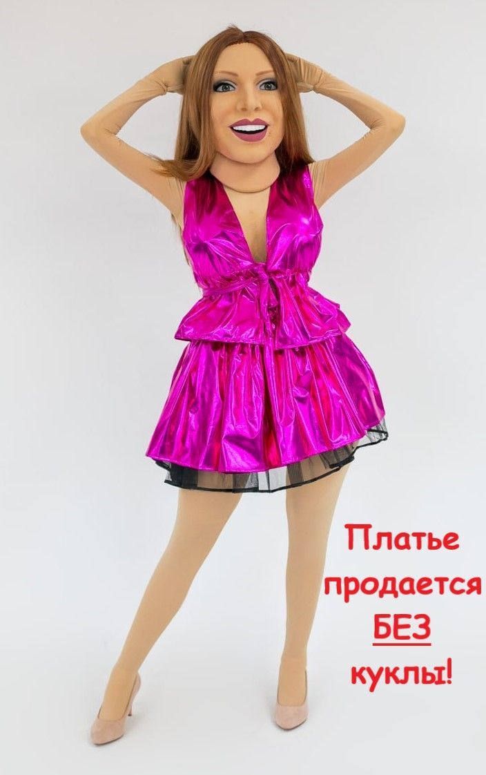 Одежда для ростовых кукол (кукла в комплект НЕ входит), Платье Красотка розовое для стриптизерш от 46 до 54 размера