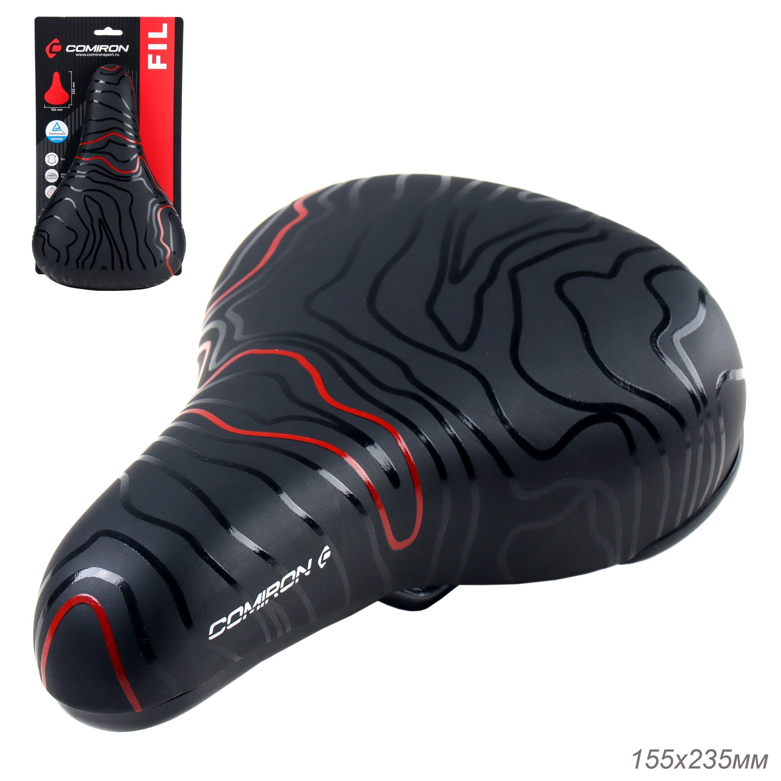 Седло велосипедное детское COMIRON FIL N964R 235x155 мм, чёрный с красным Седло велосипедное детское COMIRON FIL N964R 235x155 мм, чёрный с красным