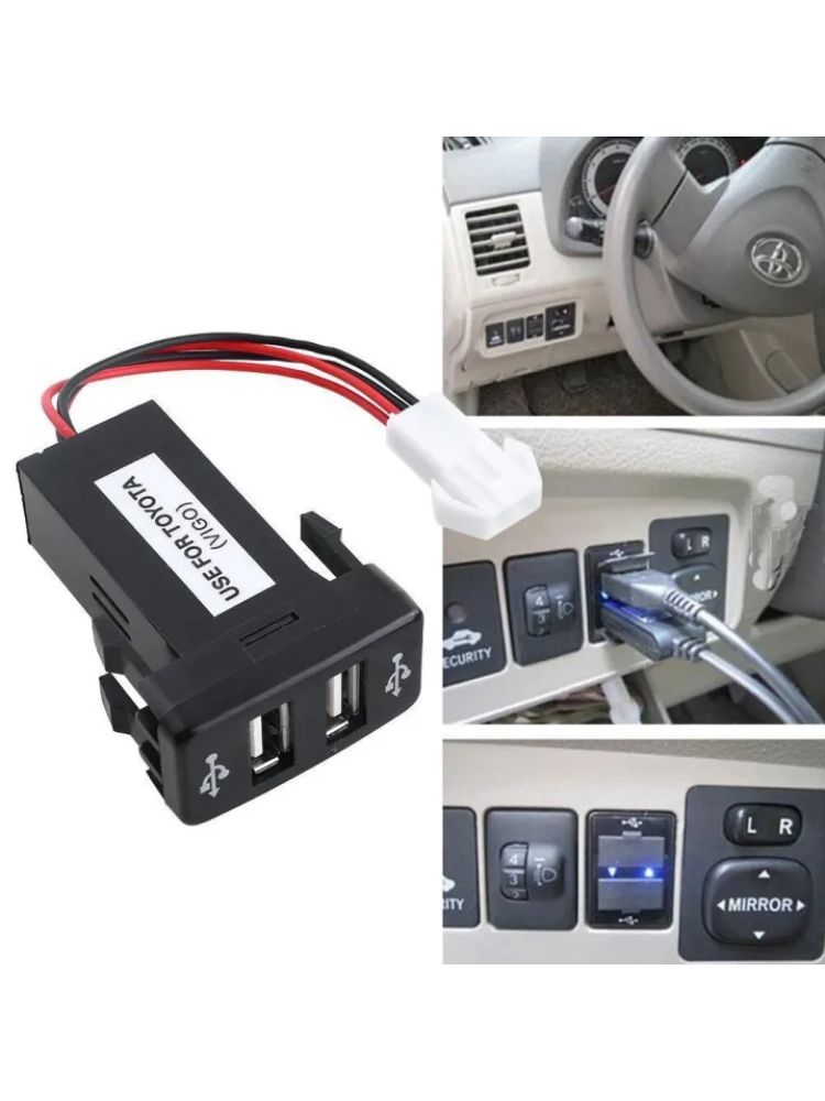Автомобильноезарядноеустройство2хUSB,РозеткаврезнаяUSBвавто,дляавтомобильToyotaVigoТойотаВиго,4.2A,40*20mm