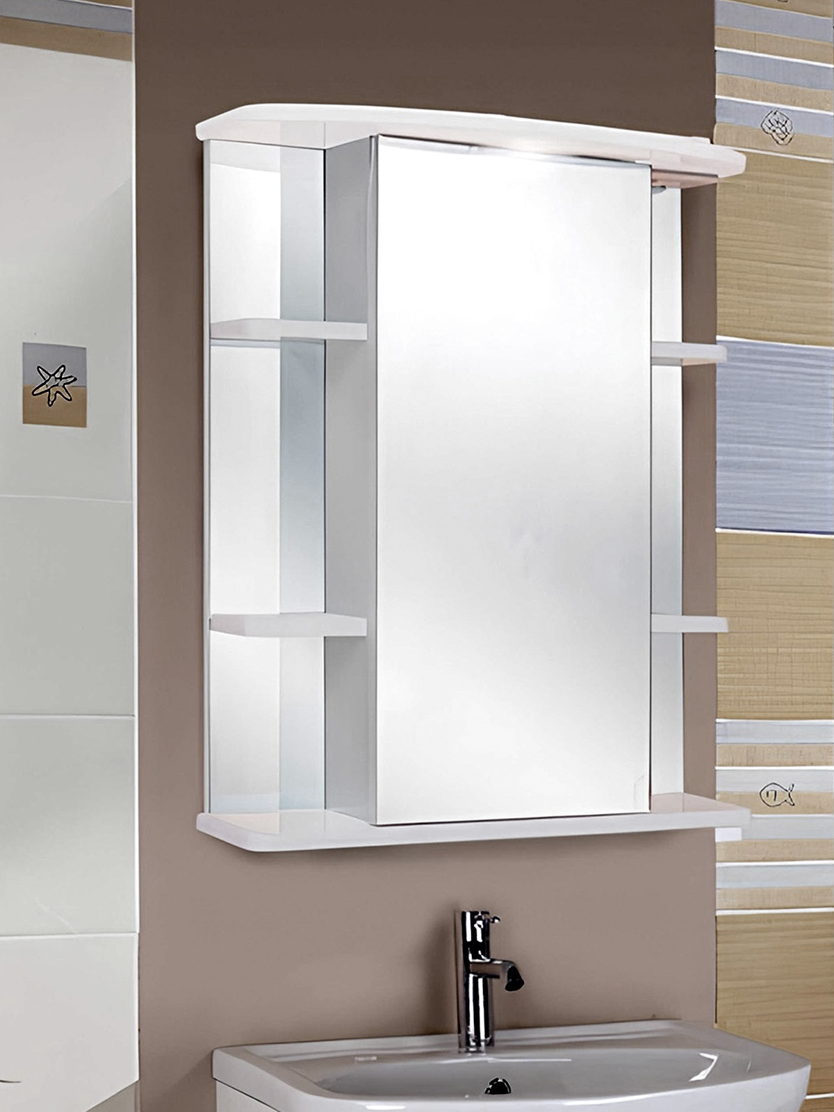 Шкаф-зеркалодляваннойOnikaГлория60белый,правый,сподсветкой/60x24x71см