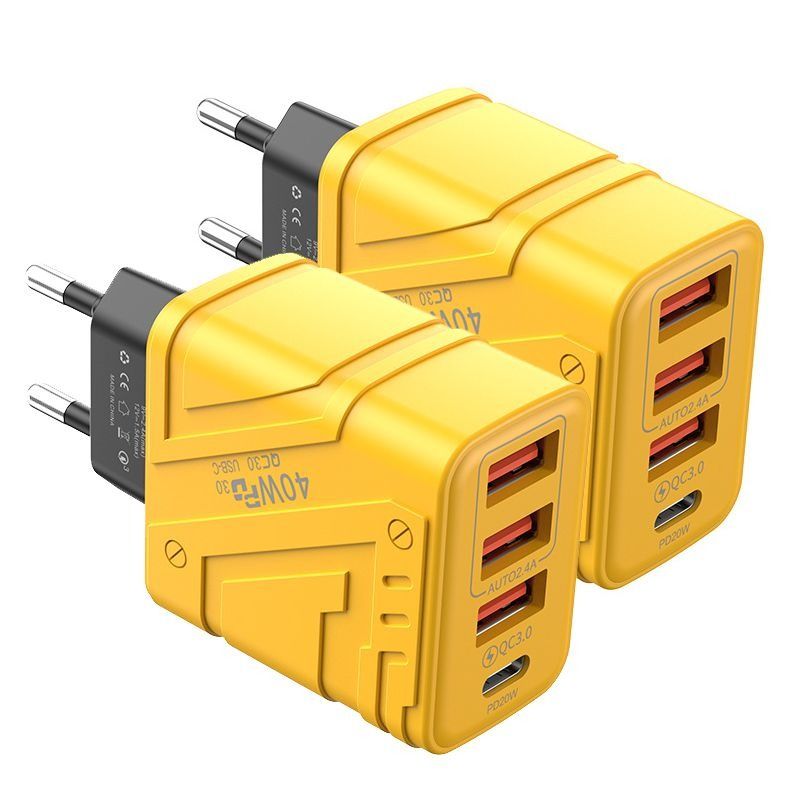 ЗарядноеустройствоUSBType-Cмощностью40Вт,адаптердлябыстройзарядкимобильноготелефона3USB+1PD,ПодходитДЛЯSamsung,Xiaomi,Huawei,IPHONE