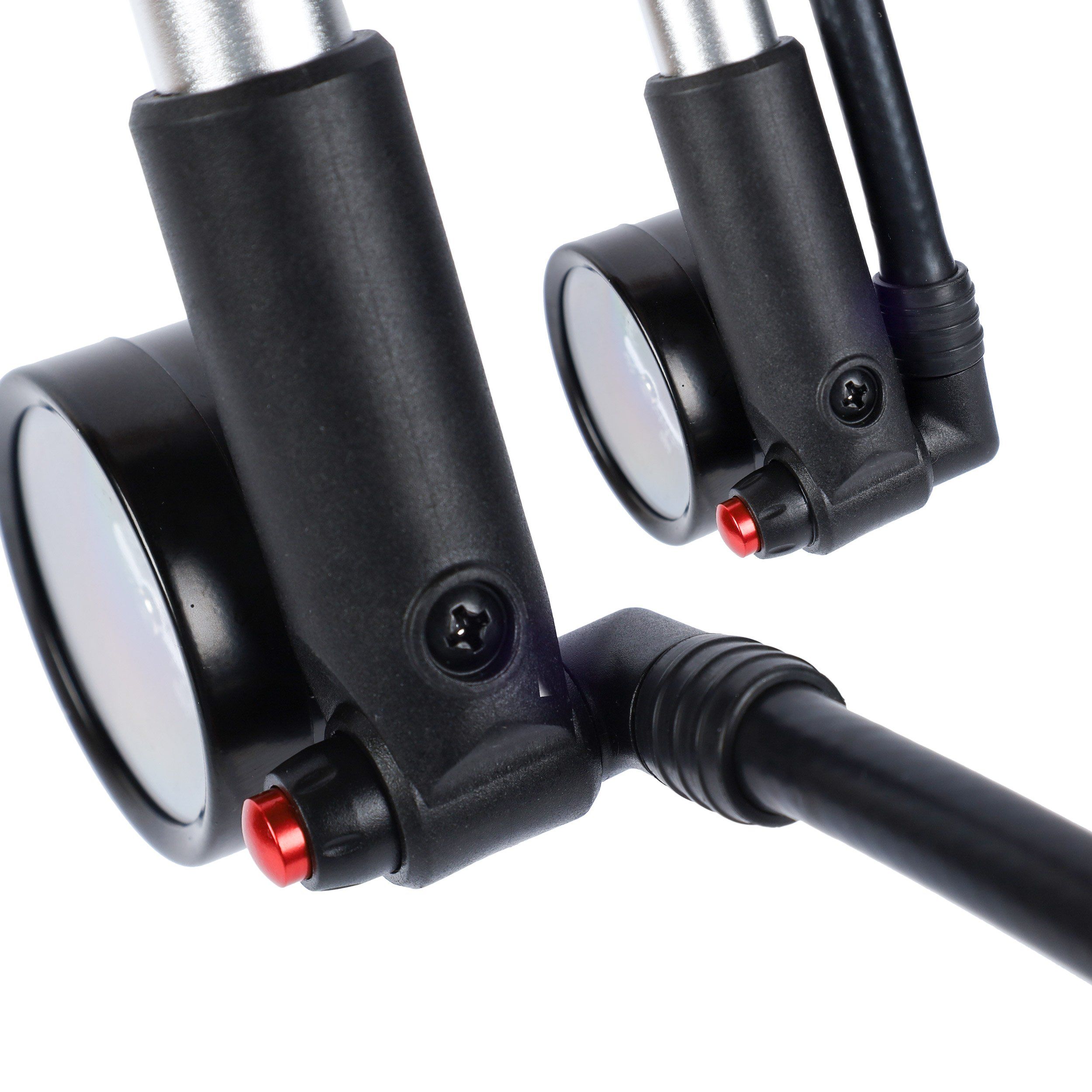 Велонасос для MTB вилок COMIRON PLUG, алюминиевый цилиндр, пластиковая ручка, Presta-Schrader, 20,7 бар Велонасос для MTB вилок COMIRON PLUG, алюминиевый цилиндр, пластиковая ручка, Presta-Schrader, 20,7 бар
