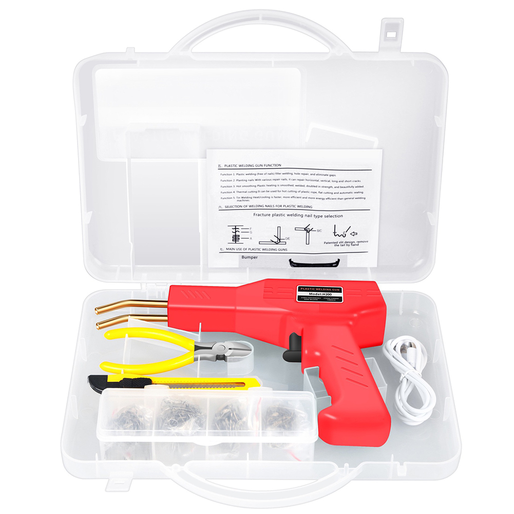 АвтомобильныйПластиковыйСварочныйАппаратдляРемонтаБамперовиПластиковыхДеталей,МощныйПаяльниксЗащитойотПерегреваиСветодиоднойПодсветкой,220В