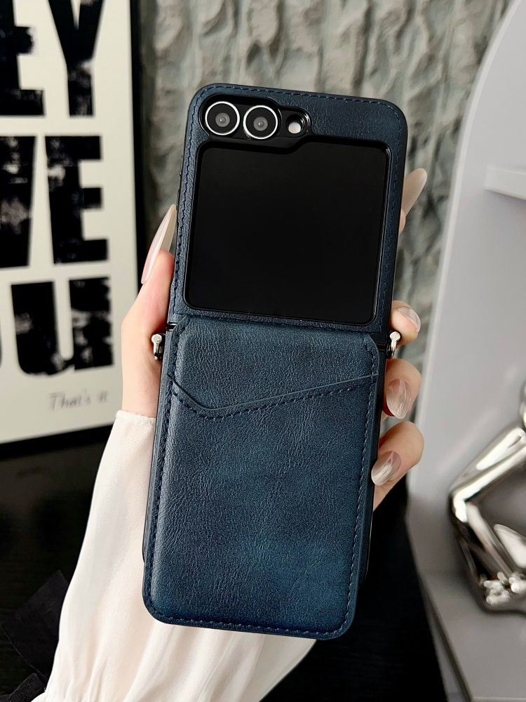 智能手机壳 用于 Samsung Galaxy Z Flip6, 人造皮革, 蓝色