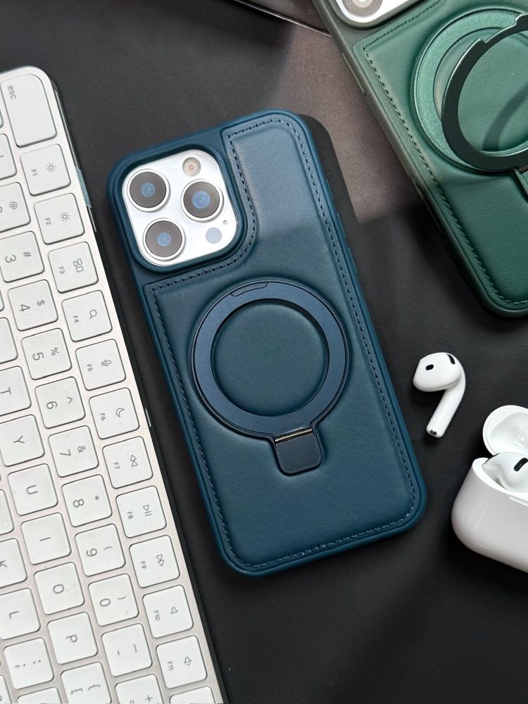 智能手机壳 用于 Apple iPhone 16, 人造皮革, 蓝色