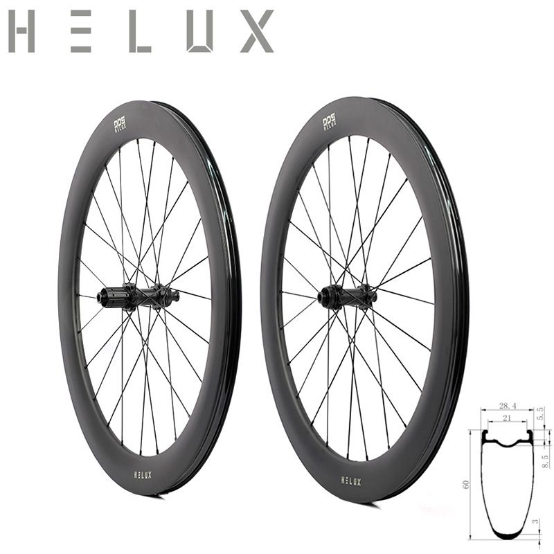 HELUXDD5велосипедКарбоновоеколесоR60700C*60мм24Hспередиисзади100*12мм142*12ммcenter-lock