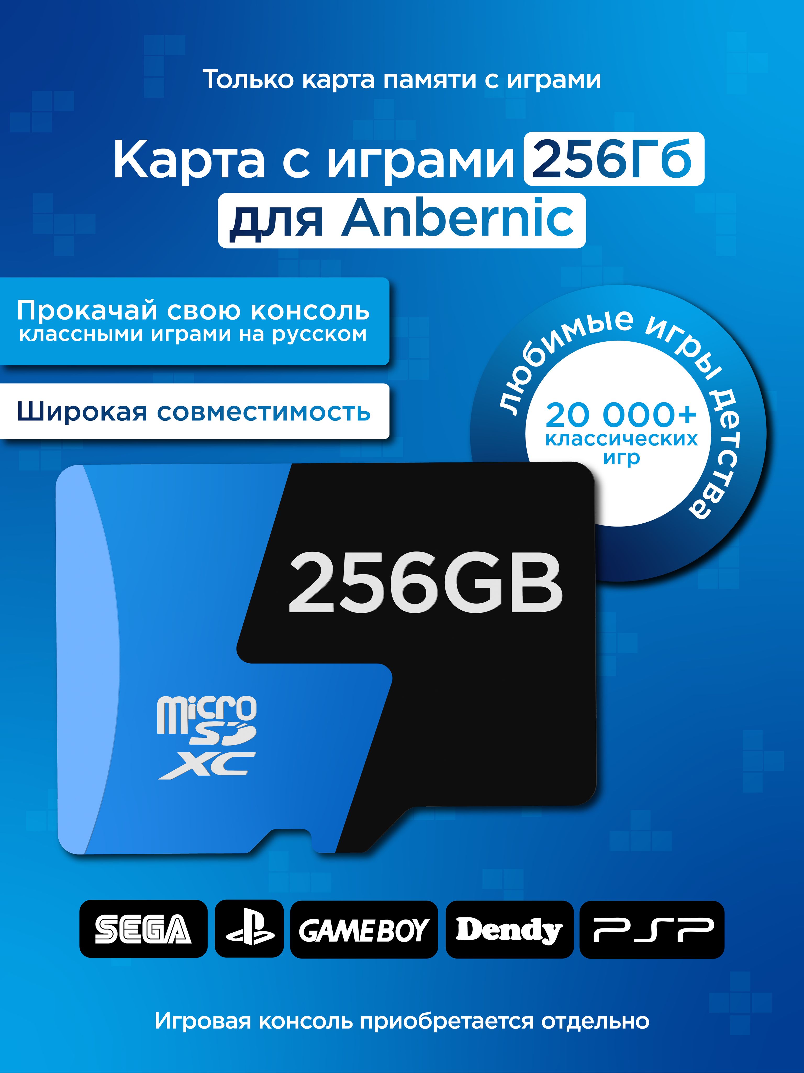 Карта 256Гб с играми для Anbernic RG35XX / RG40XX/ RG CubeXX / RG35SP ...