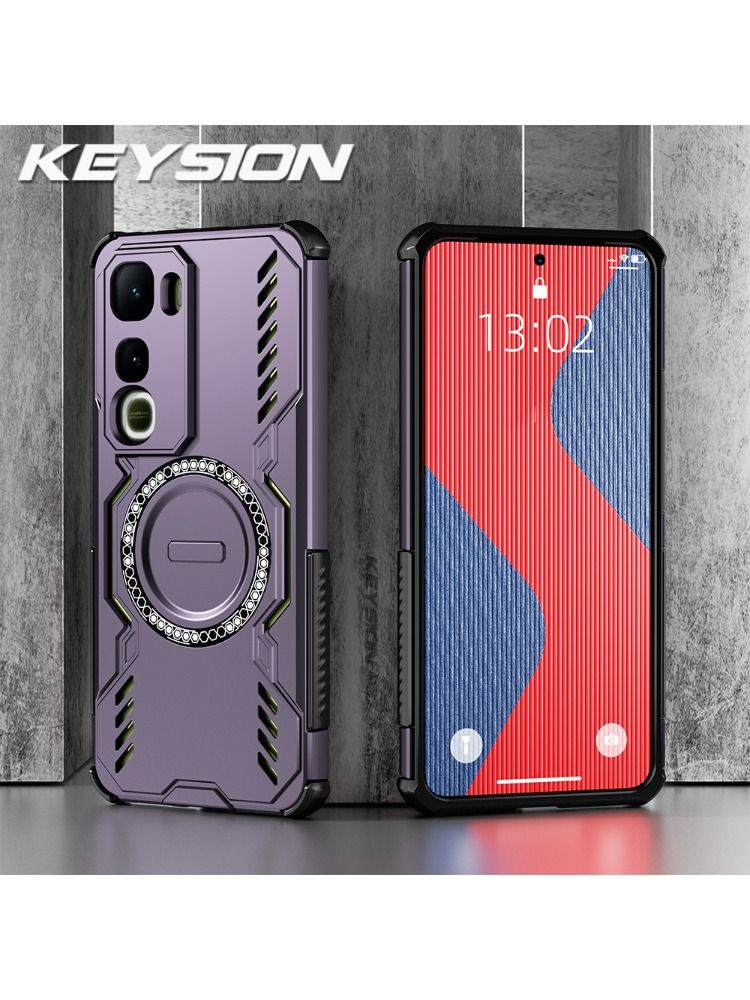 ЧехолKEYSIONHollowHeatDispatingCaseдляIQOOZ10Lite,мягкийсиликон+поликарбонат,магнитныйохлаждающийпротивоударныйчехолдлятелефонаIQOOZ10Lite