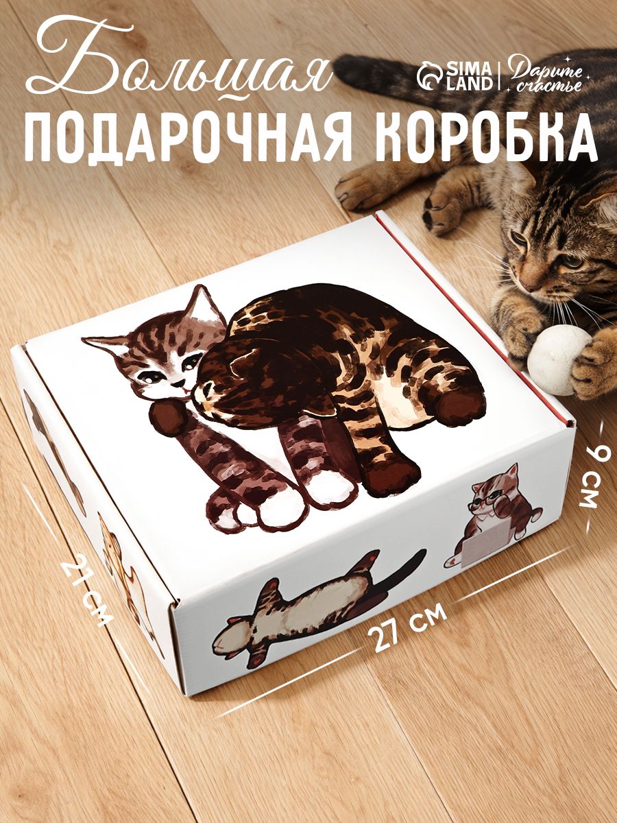 Большая подарочная коробка "Котики" , 27 х 21 х 9 см