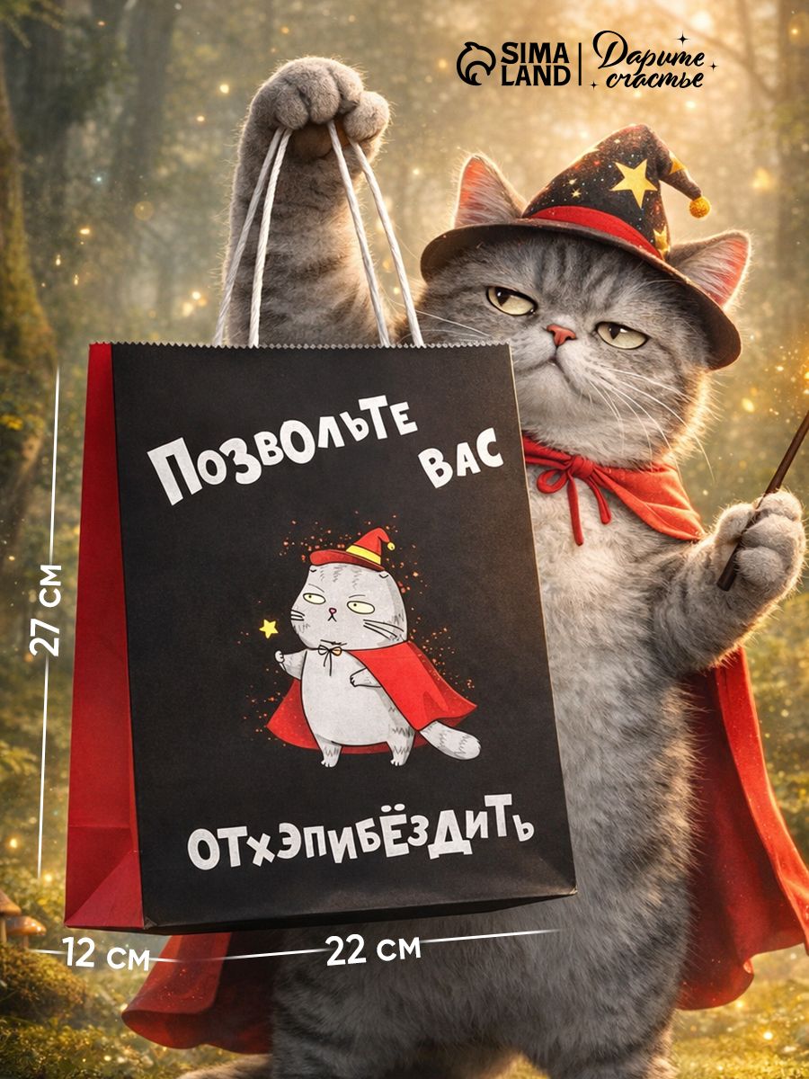 Подарочный пакет С Днем рождения, 21 х 11 х 27 см
