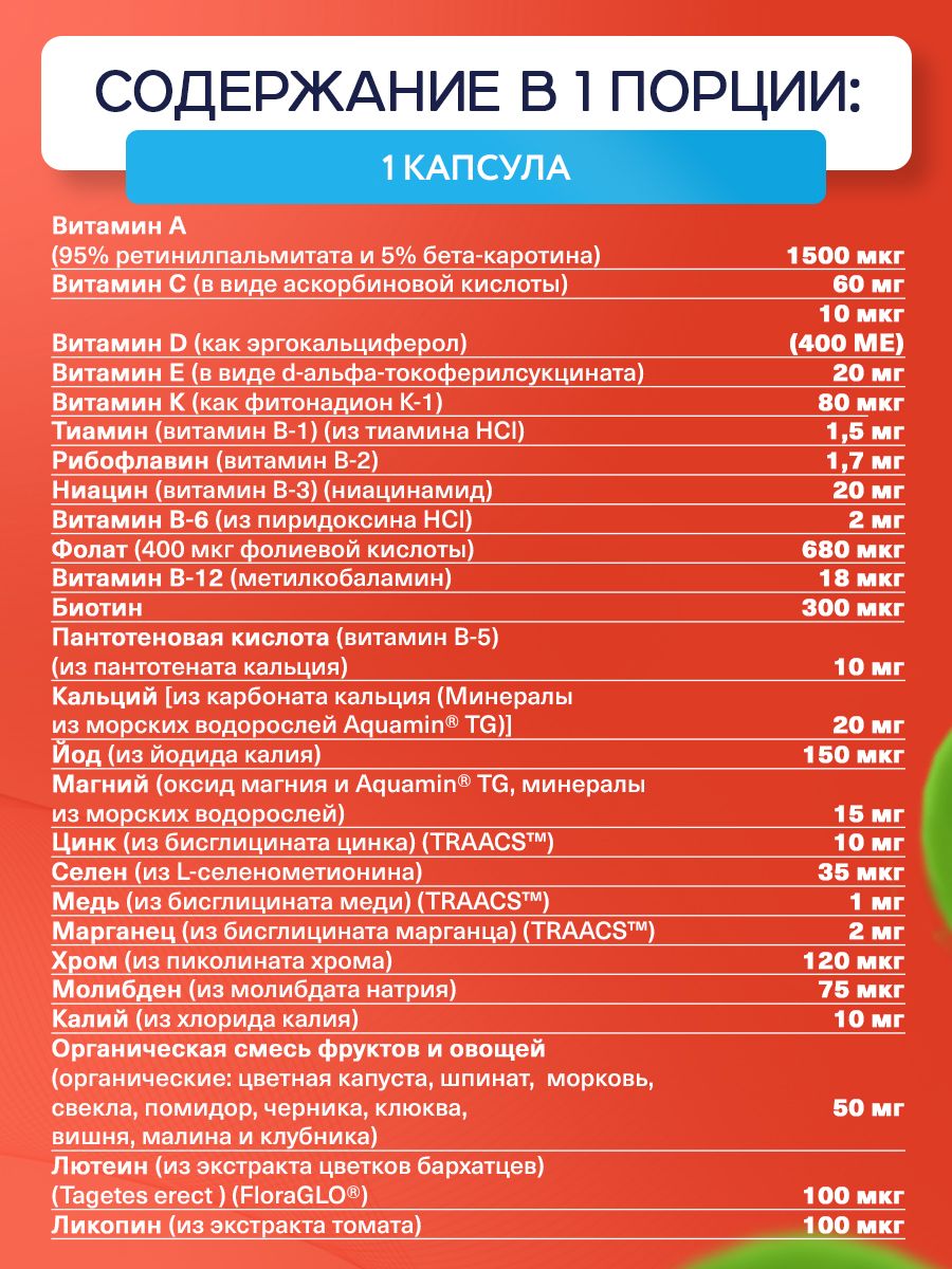 Now, Daily Vits with Fruit & Veggie Blend, Lutein and Lycopene, 120 капсул