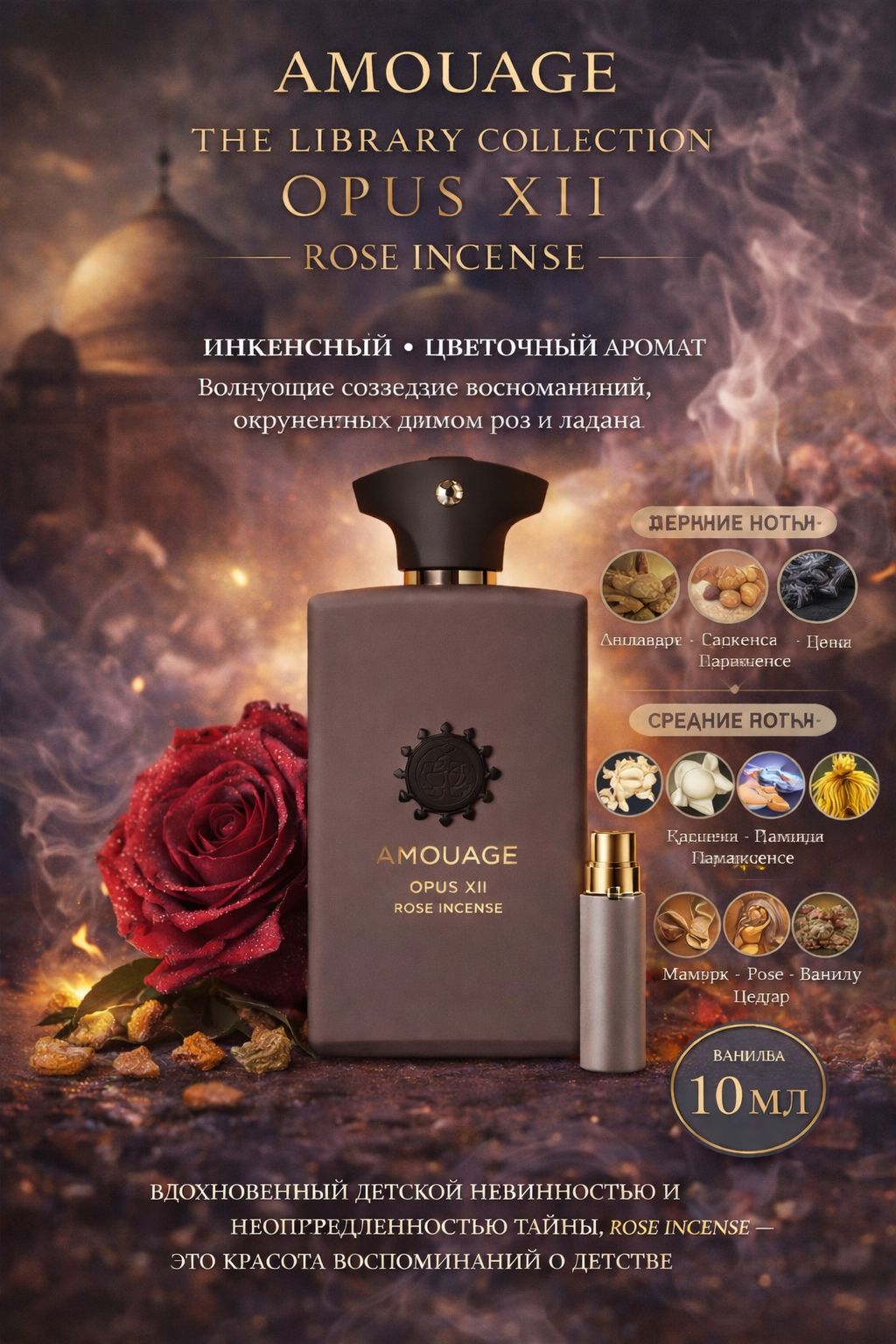 Amouage Opus XII Rose Incense Парфюмерная вода унисекс 10 мл Отливант купить