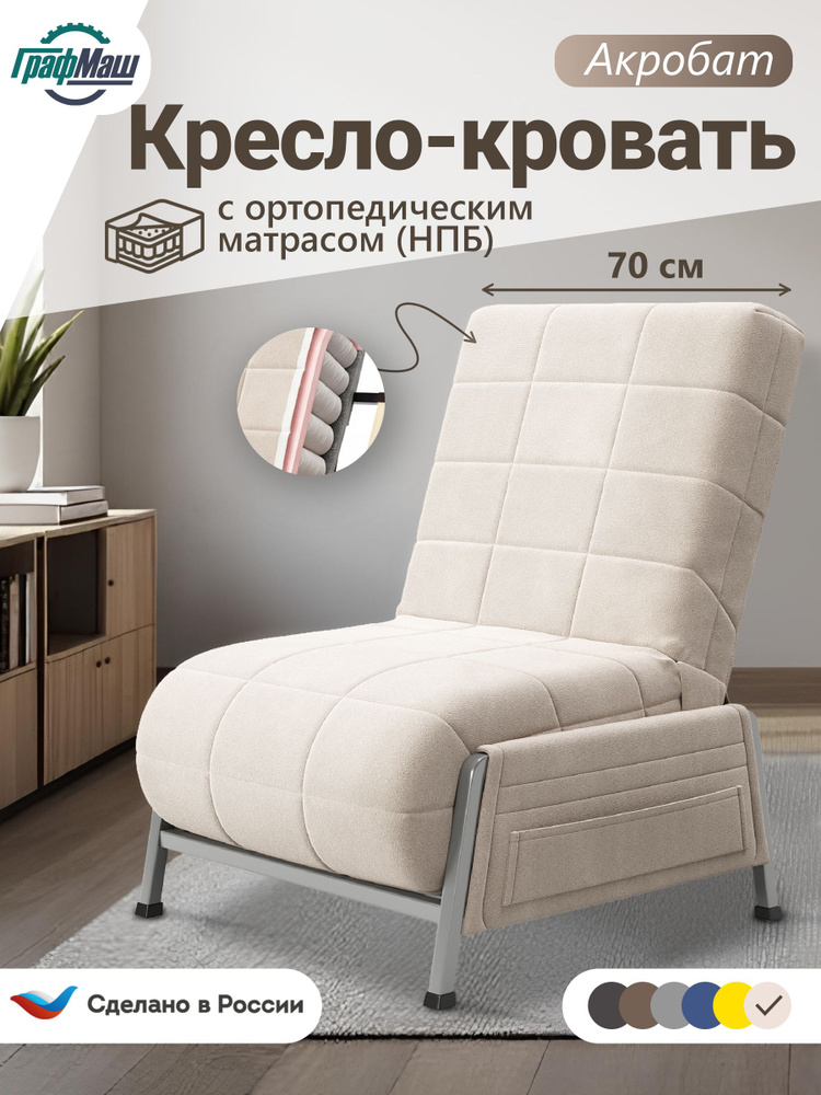Кресло-кровать Акробат Б02(К), независимый пружинный блок, микровелюр, 75х85х94 см #1