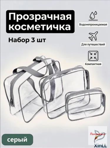 Набор матовых прозрачных сумок в роддом 3 штуки, включающий большой, средний и маленький размеры для #1