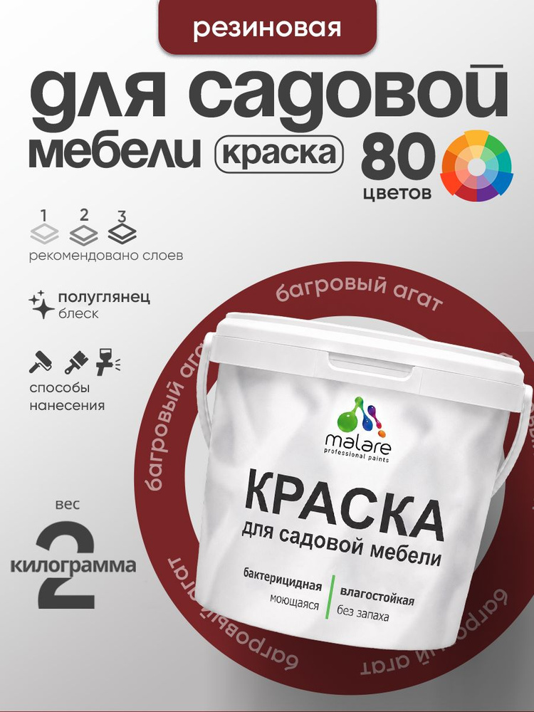 Резиновая краска Malare для садовой мебели/ по дереву, для наружных и внутренних работ/ быстросохнущая #1