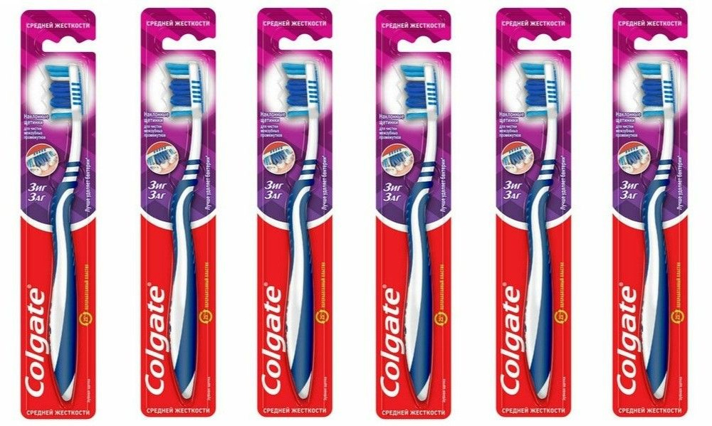 Colgate Зубная щетка Zig-Zag Plus средняя, 6 шт - купить с доставкой по ...