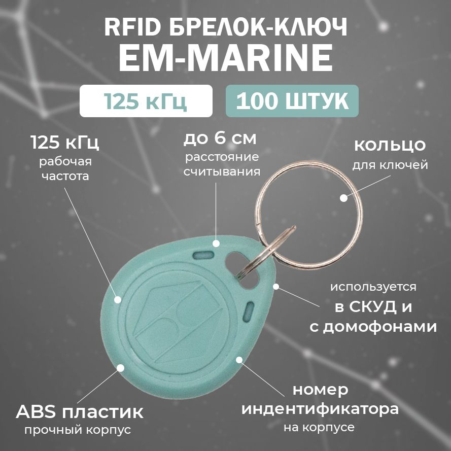 RFID брелок EM-Marine "KEY-EM" ТИФФАНИ (НЕПЕРЕЗАПИСЫВАЕМЫЙ) / Бесконтактный ключ доступа СКУД 125 кГц #1