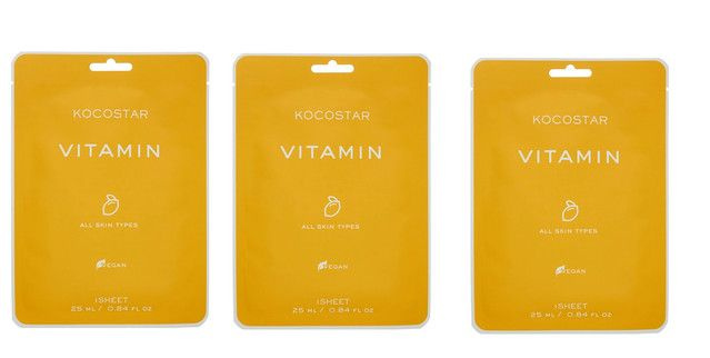 Kocostar Маска для лица тканевая Vitamin Vegan Mask, с экстрактами грейпфрута и лимона, Увлажняющая, #1