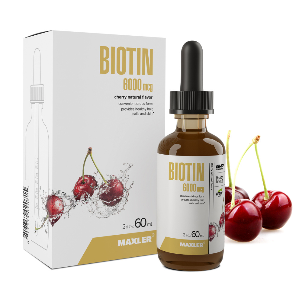 Витамины Биотин Maxler Biotin 6000 mcg Drops 60 мл Вишня - купить с  доставкой по выгодным ценам в интернет-магазине OZON (834786319)