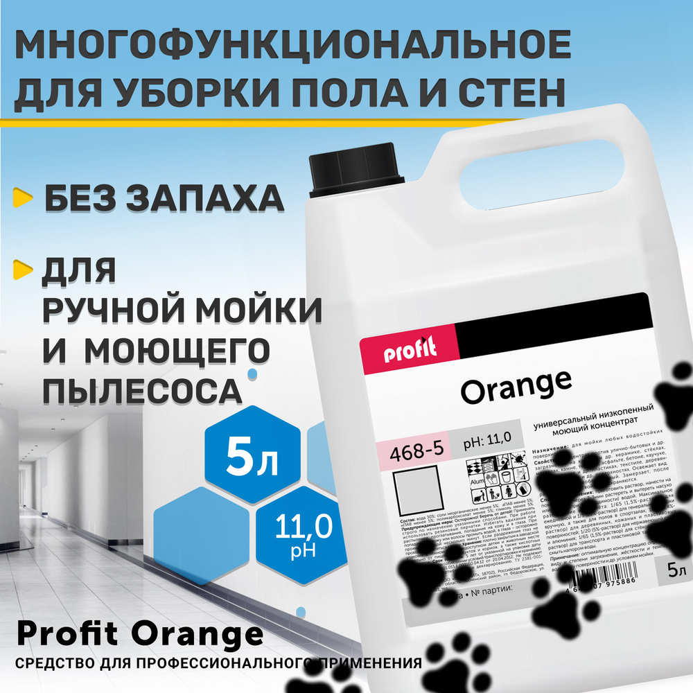 Профессиональное.Средство для мытья пола 5 л PROFIT ORANGE Pro-brite  безопасно для детей и питомцев, без запаха - купить с доставкой по выгодным  ценам в интернет-магазине OZON (1187444662)