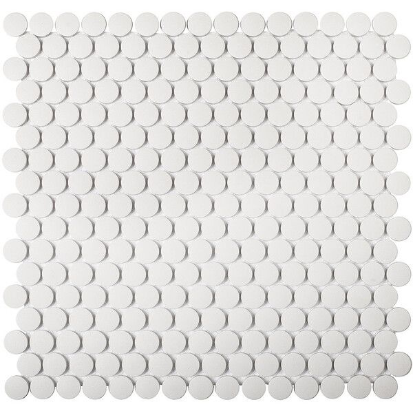 Мозаика Starmosaic Penny Round белая керамическая 31,5х31 см матовая antislip  #1