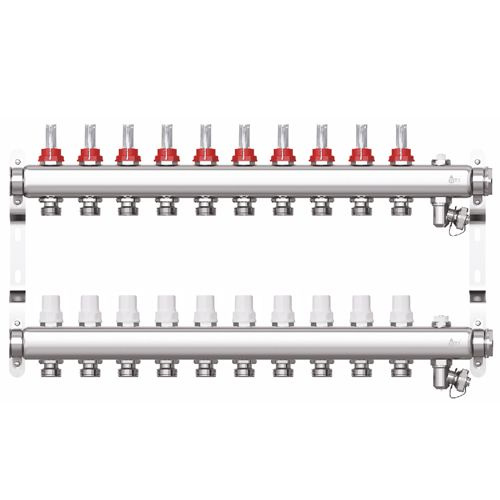 Коллектор для тёплого пола STI CMF с расходомерами 10 выходов / нержавеющая сталь  #1