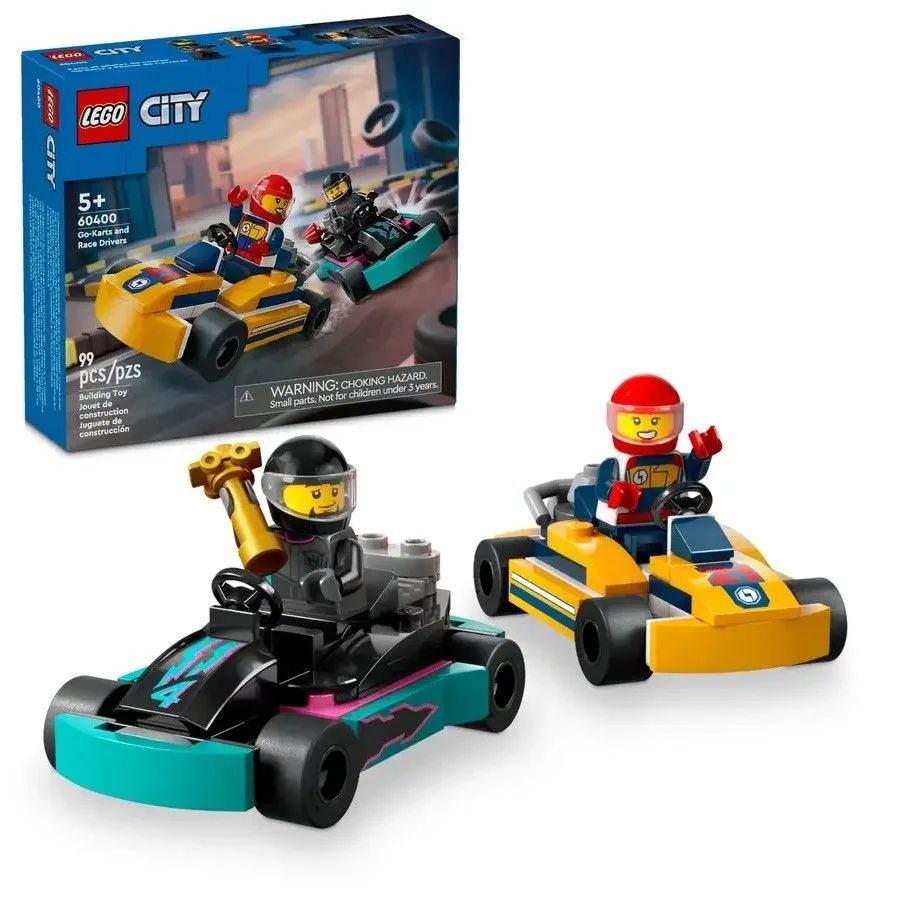 Конструктор LEGO City Картинг и гонщики 60400 - купить с доставкой по  выгодным ценам в интернет-магазине OZON (1431034331)