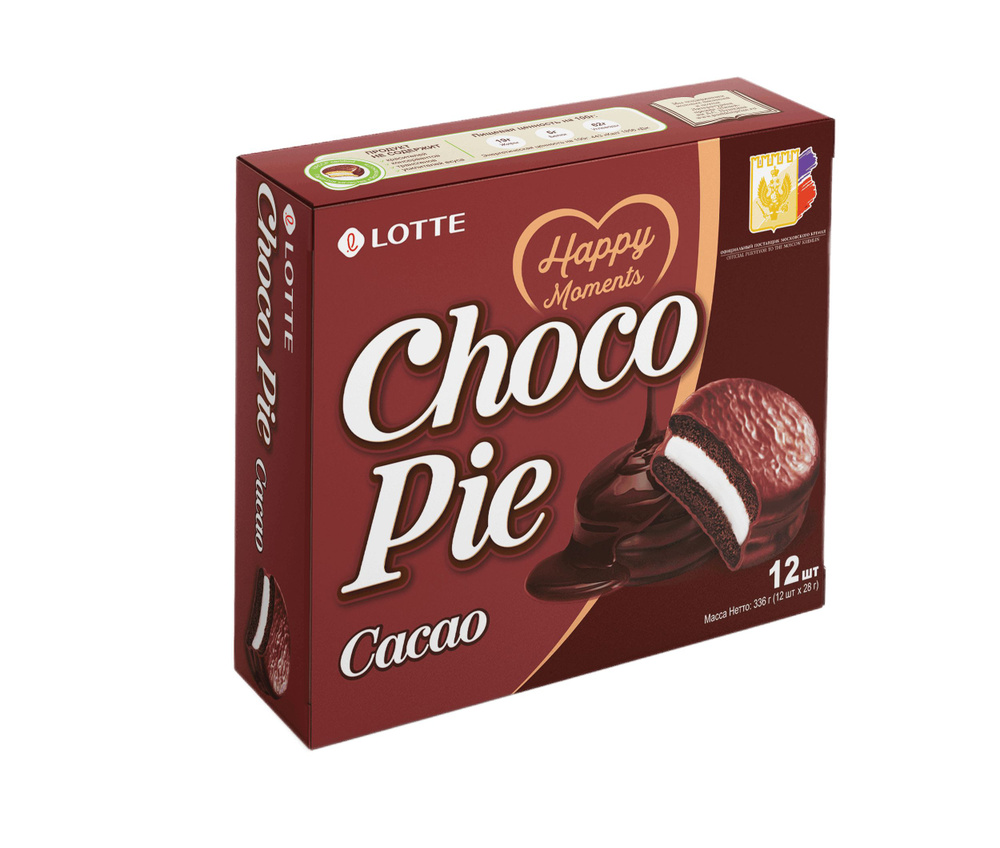 Пирожное ЛОТТЕ Чоко Пай Шоколадный 336 гр., LOTTE Choco Pie Cacao ...