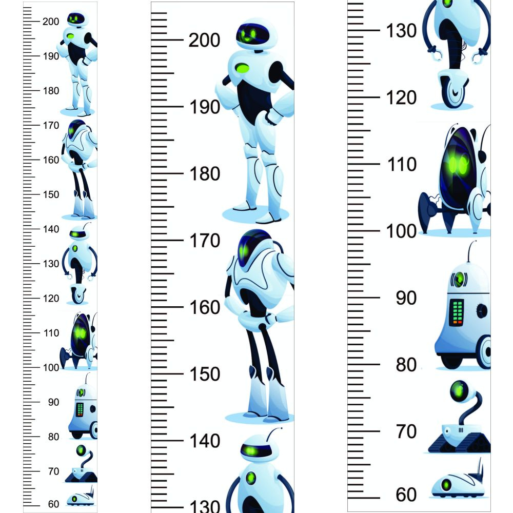 Ростомер самоклеящийся на прозрачной пленке "Эволюция машин" (до 200 см.)  #1