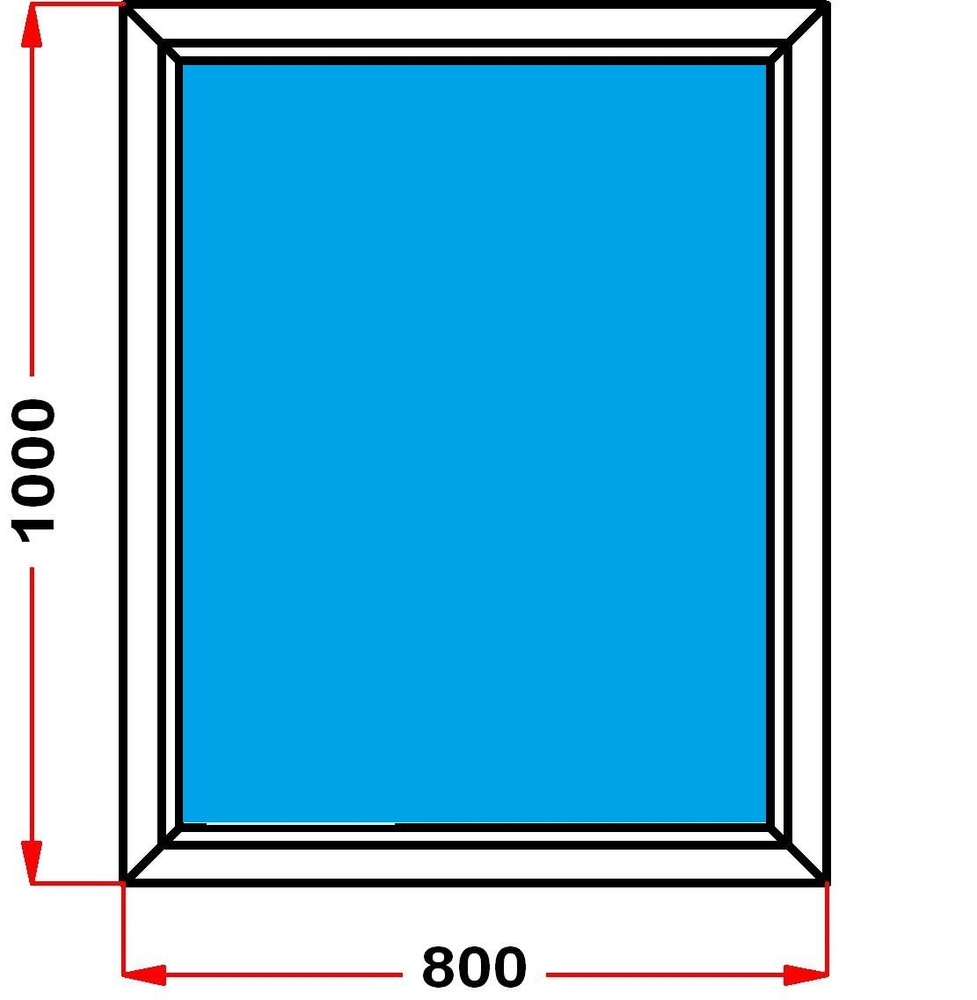 Окно пластиковое, профиль 60 мм (1000 x 800), не открывающееся, стеклопакет 2 стекла  #1